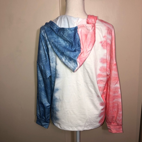 Tie dye pink blue hoodie top & shorts set NEW - Picture 7 of 10